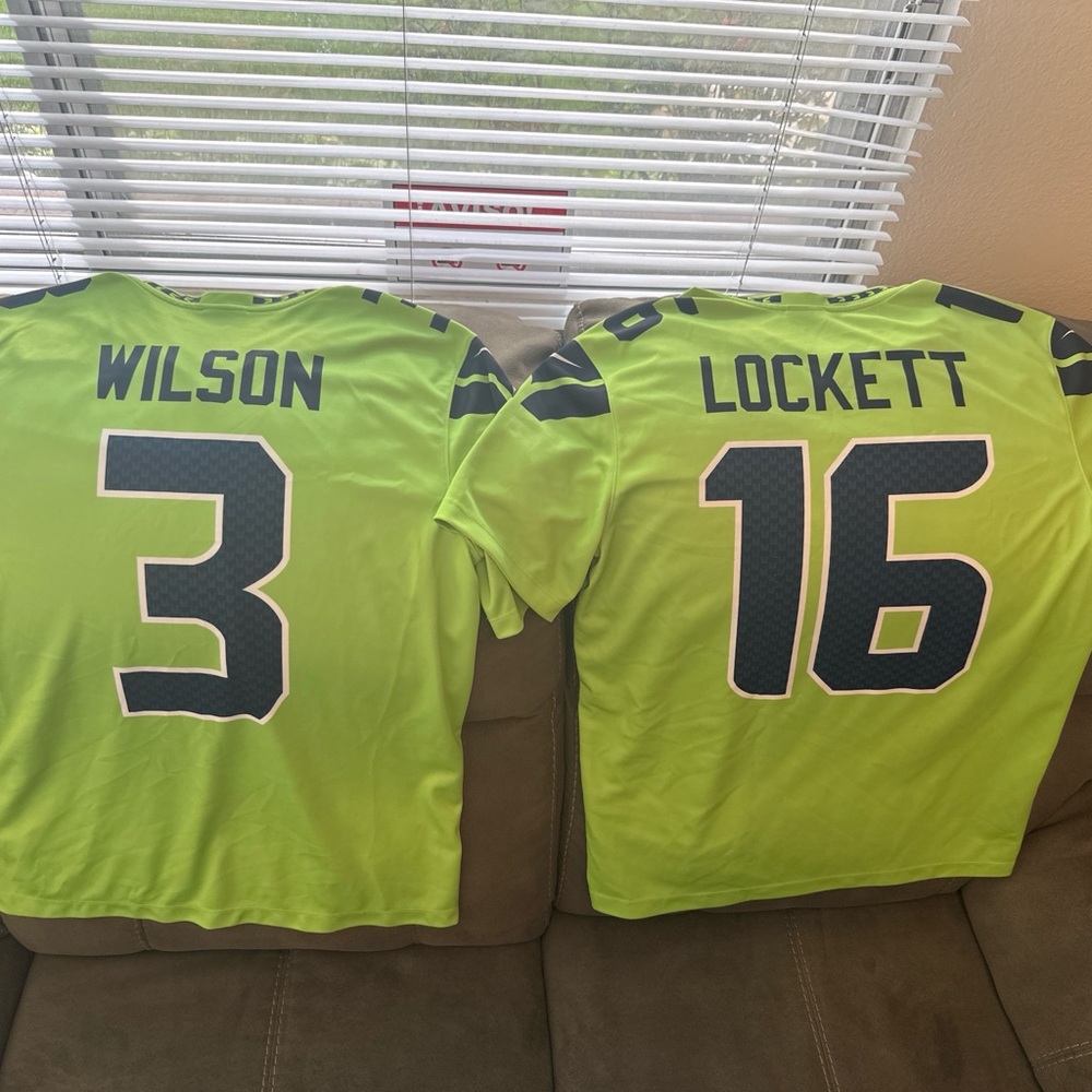 Seattle Seahawks Color Rush Jersey Set – Tyler Lockett & Russell Wilson NFL